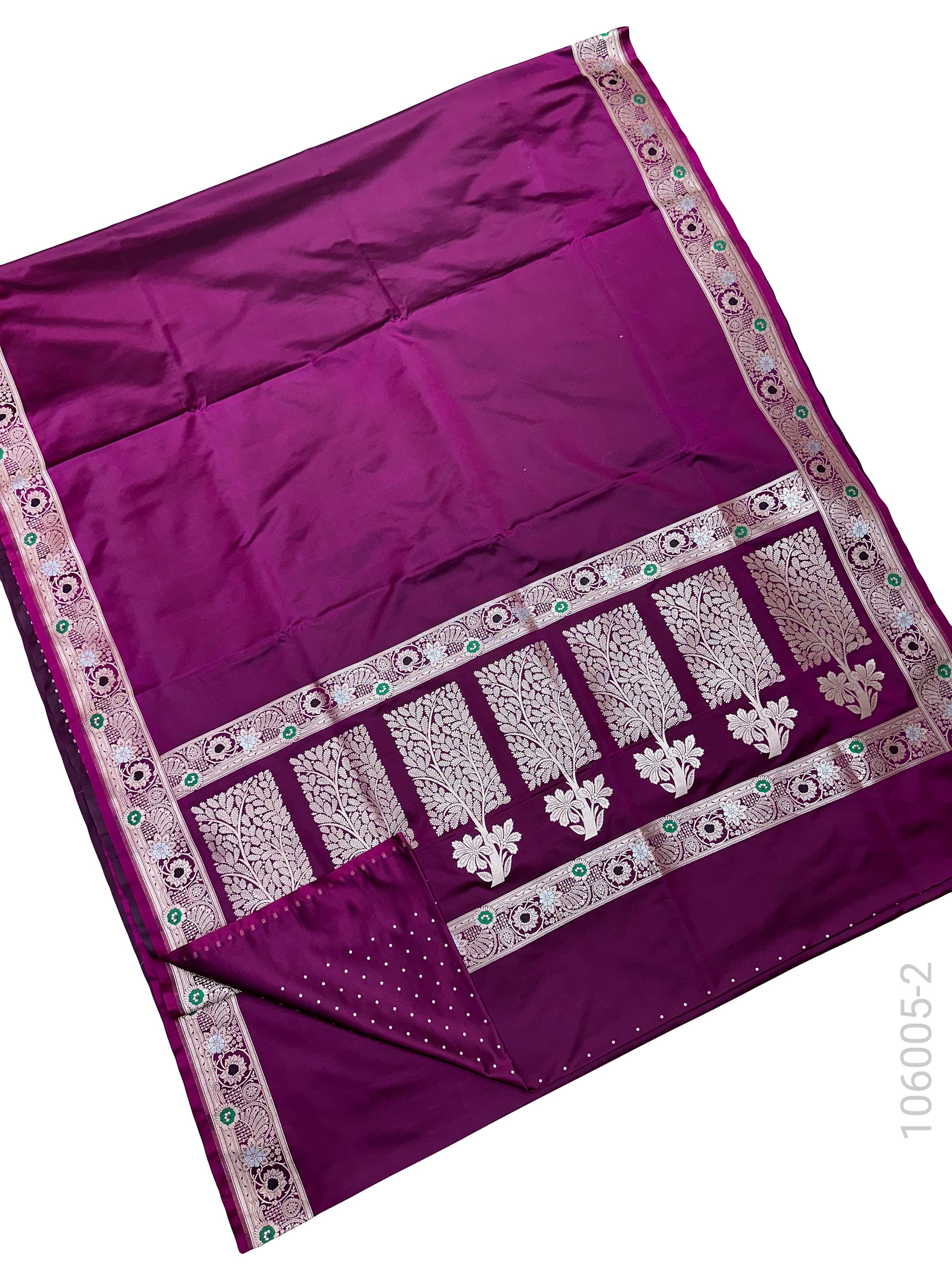 Violet mashru silk resham and zari designer border saree