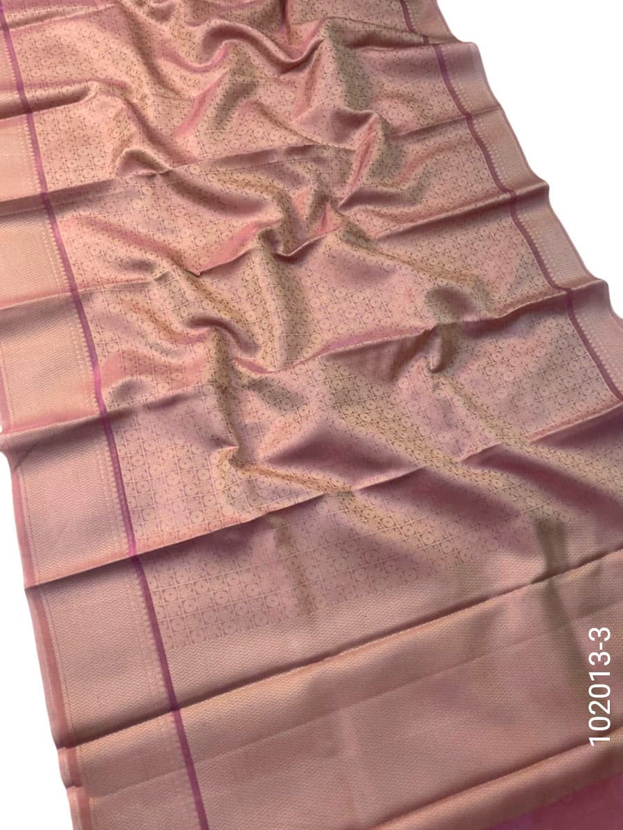 Pink art silk zari jamdani saree