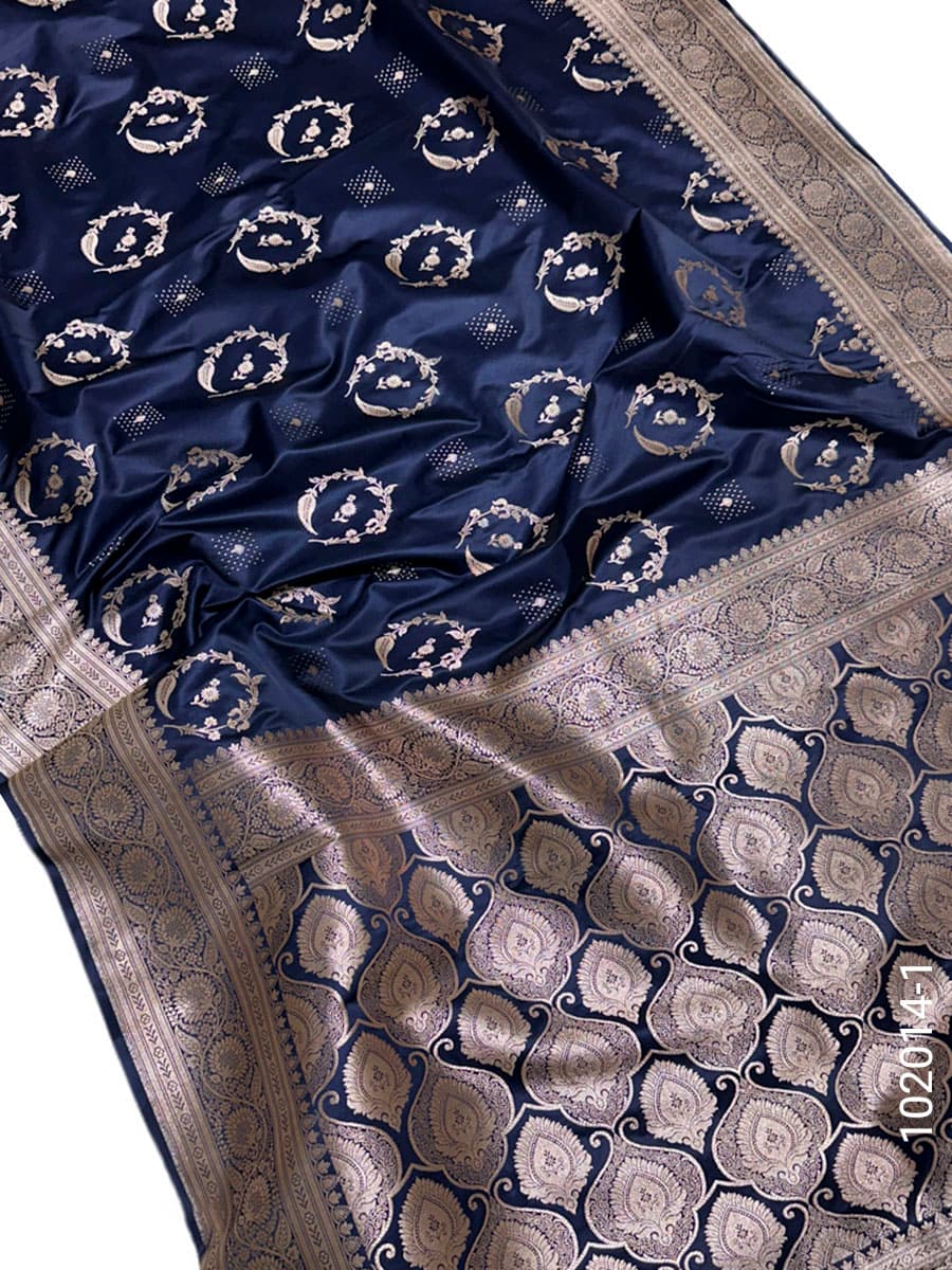 Navy mashru silk zari designer saree