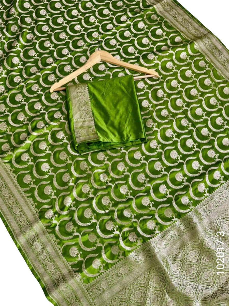 Green mashru silk zari jaal saree