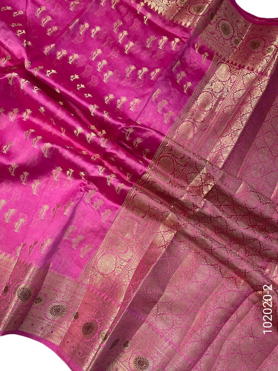 Magenta viscose resham and zari designer saree