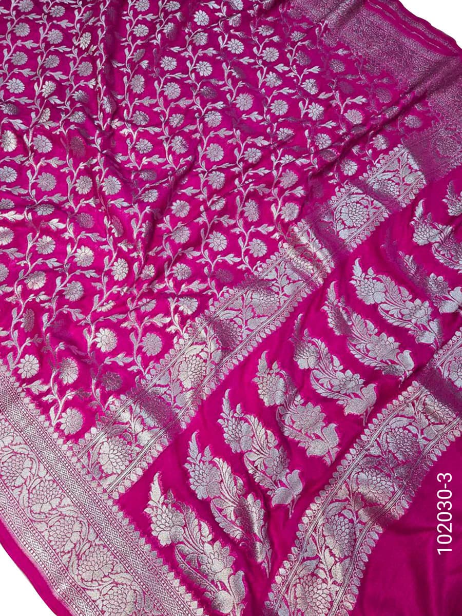 Magenta katan silk zari jaal saree