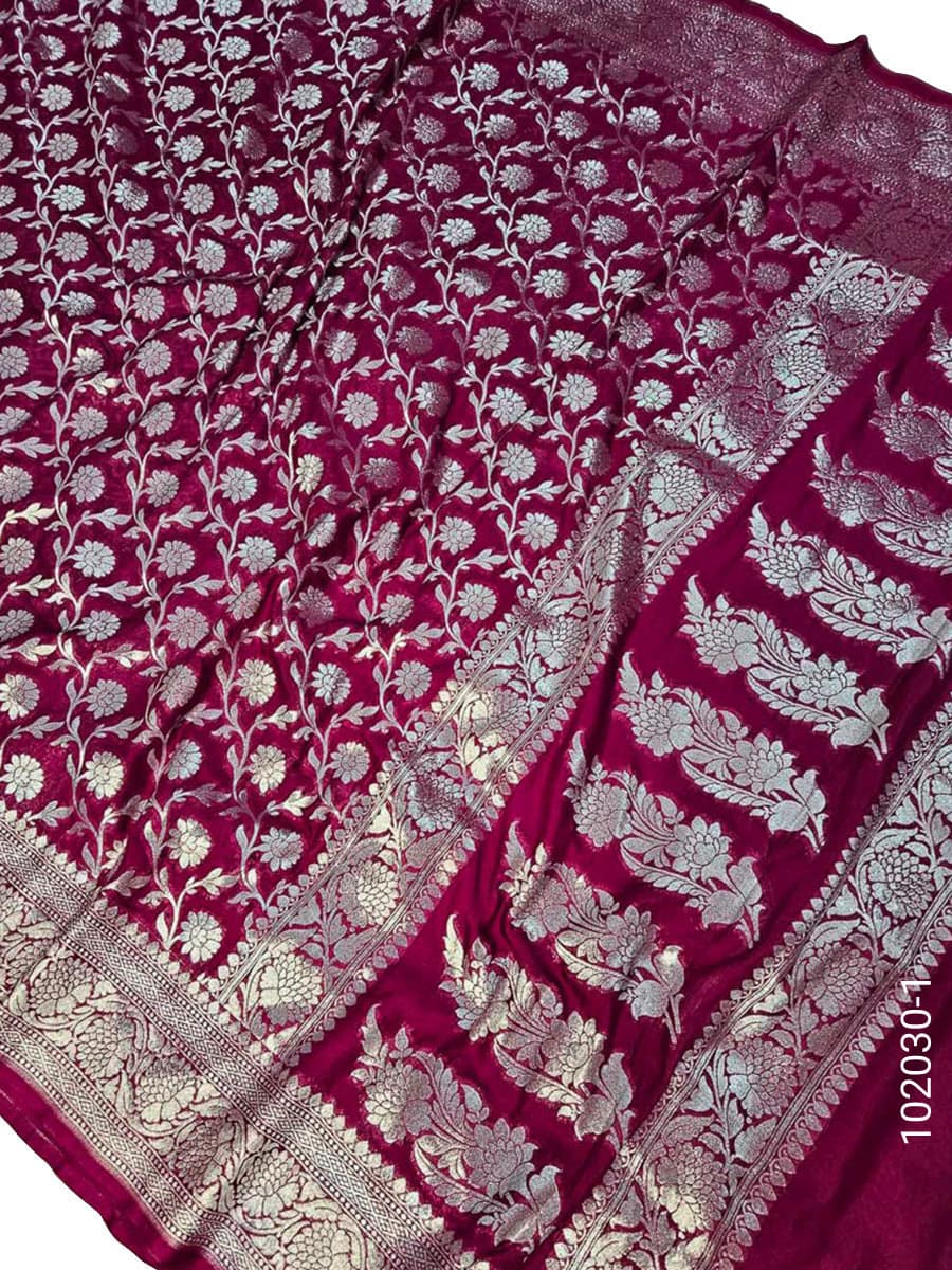 Violet katan silk zari jaal saree