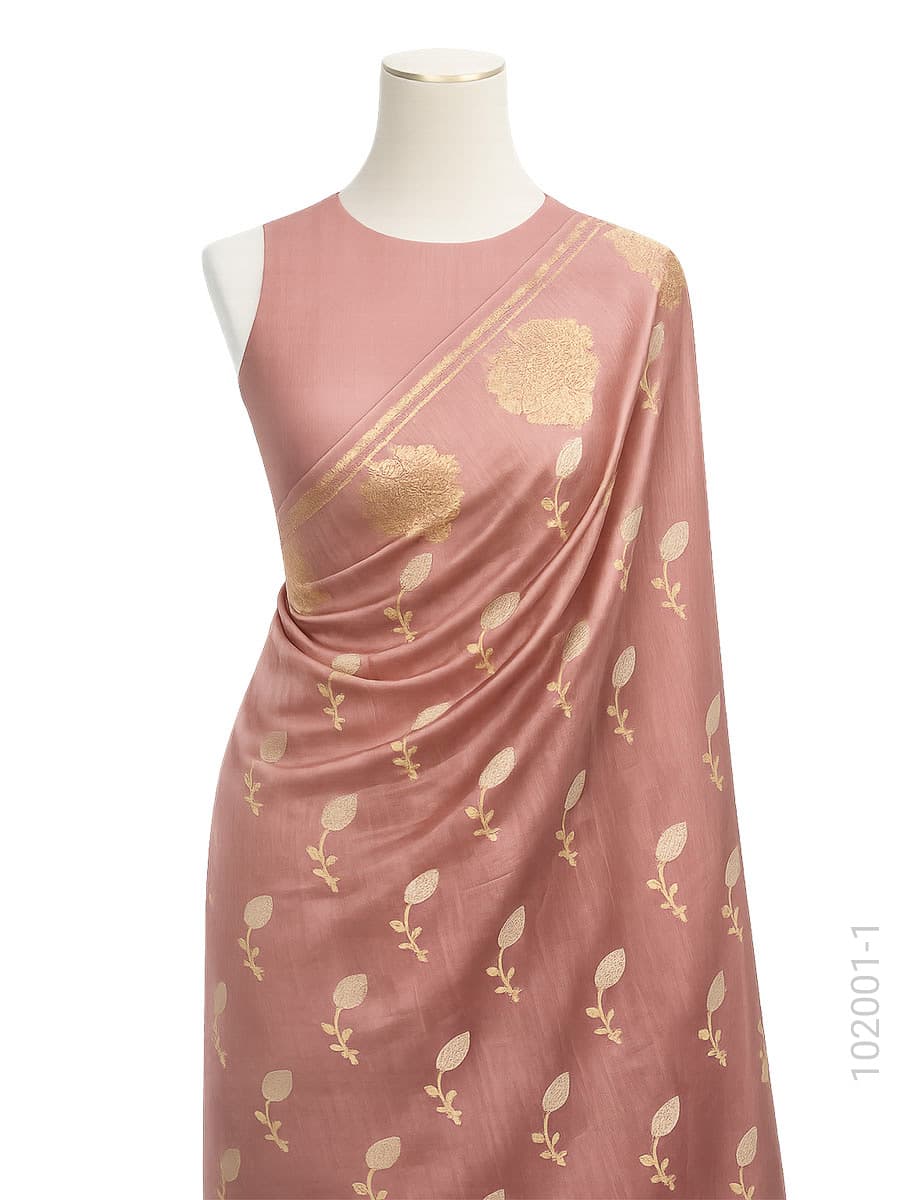 Copper soft silk zari designer saree