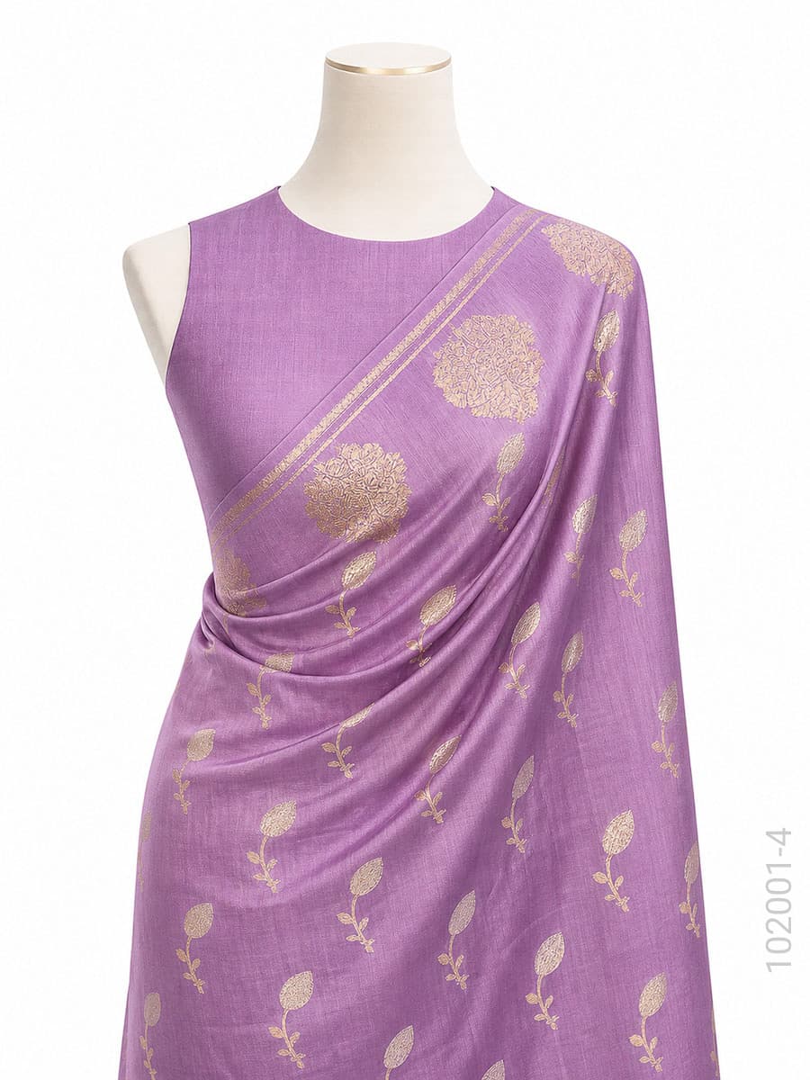 Purple soft silk zari designer saree