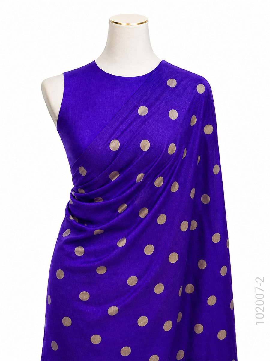 Blue soft silk zari dollar buti saree