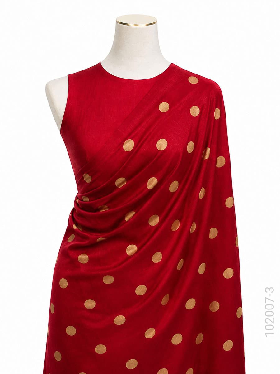 Red soft silk zari dollar buti saree