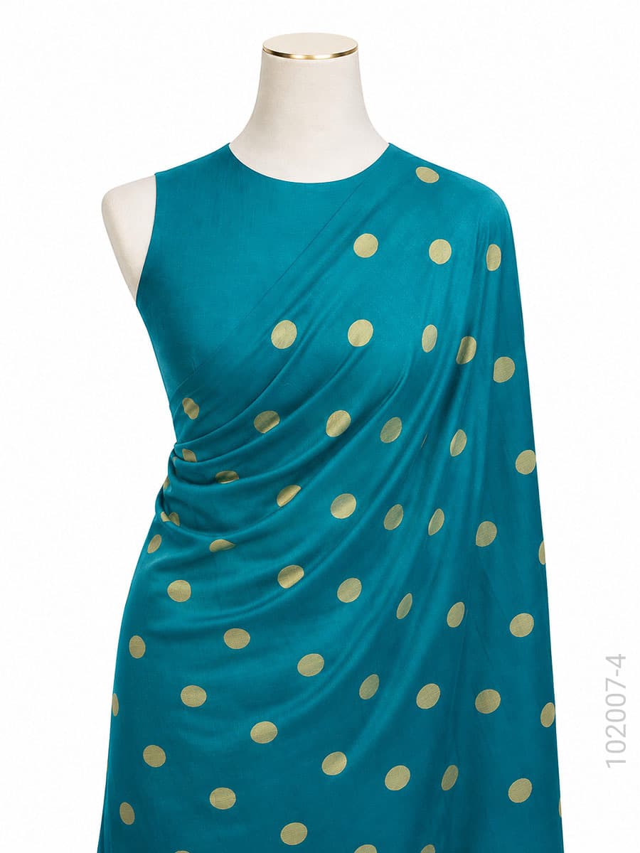Teal soft silk zari dollar buti saree