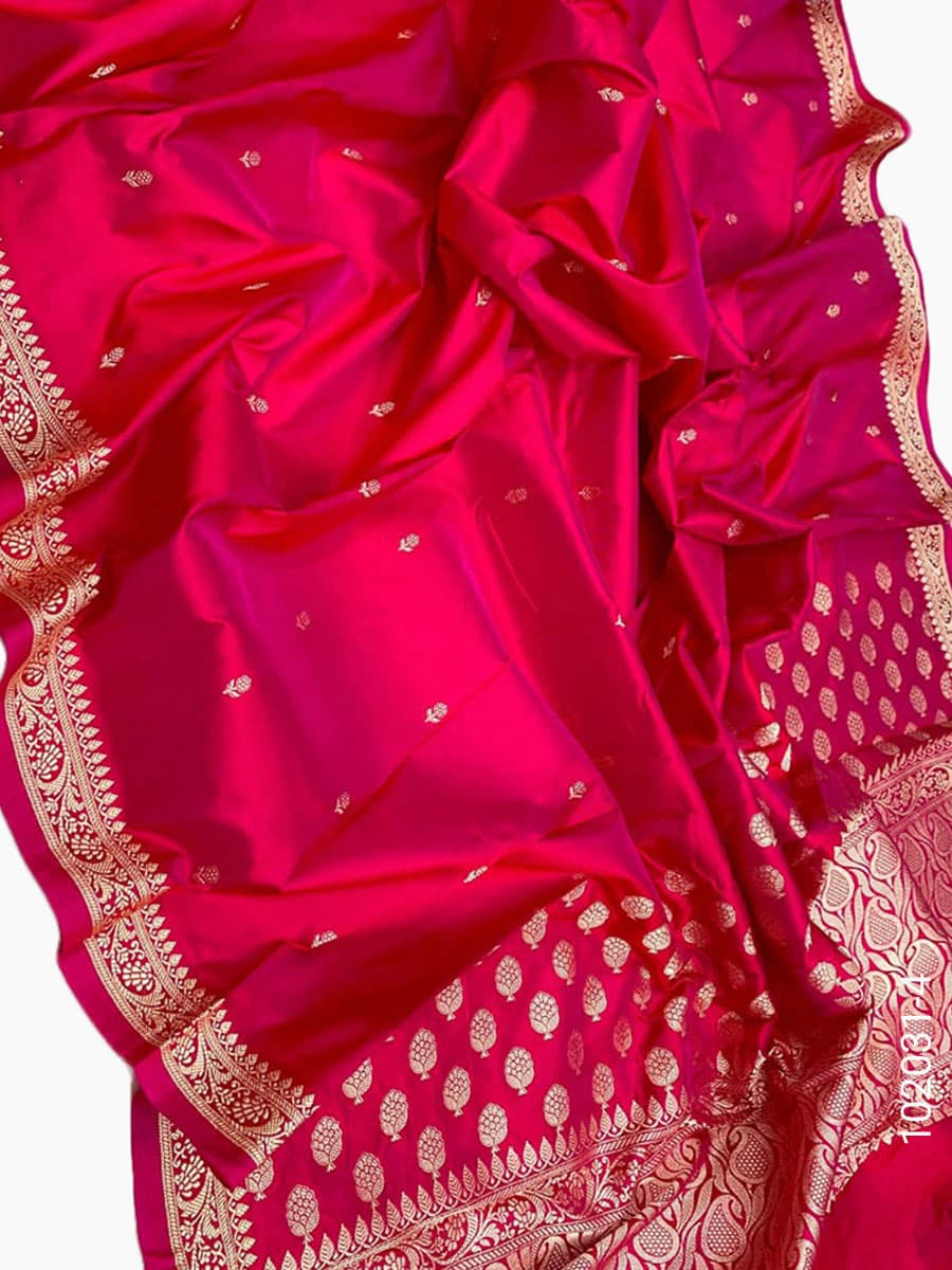 Gold katan silk zari buti saree