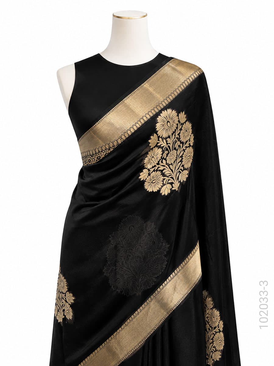 Black kora organza zari designer saree