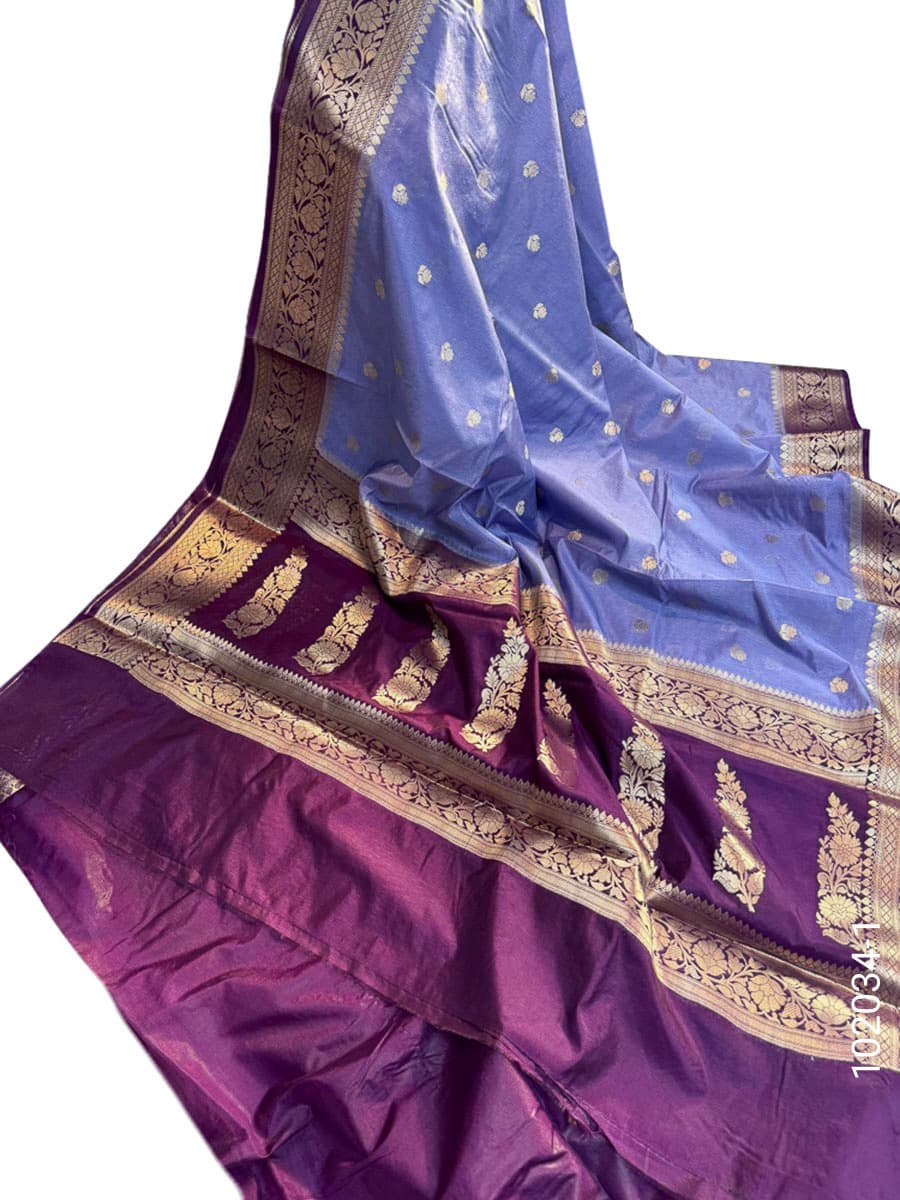 Lavender kora organza zari buti saree