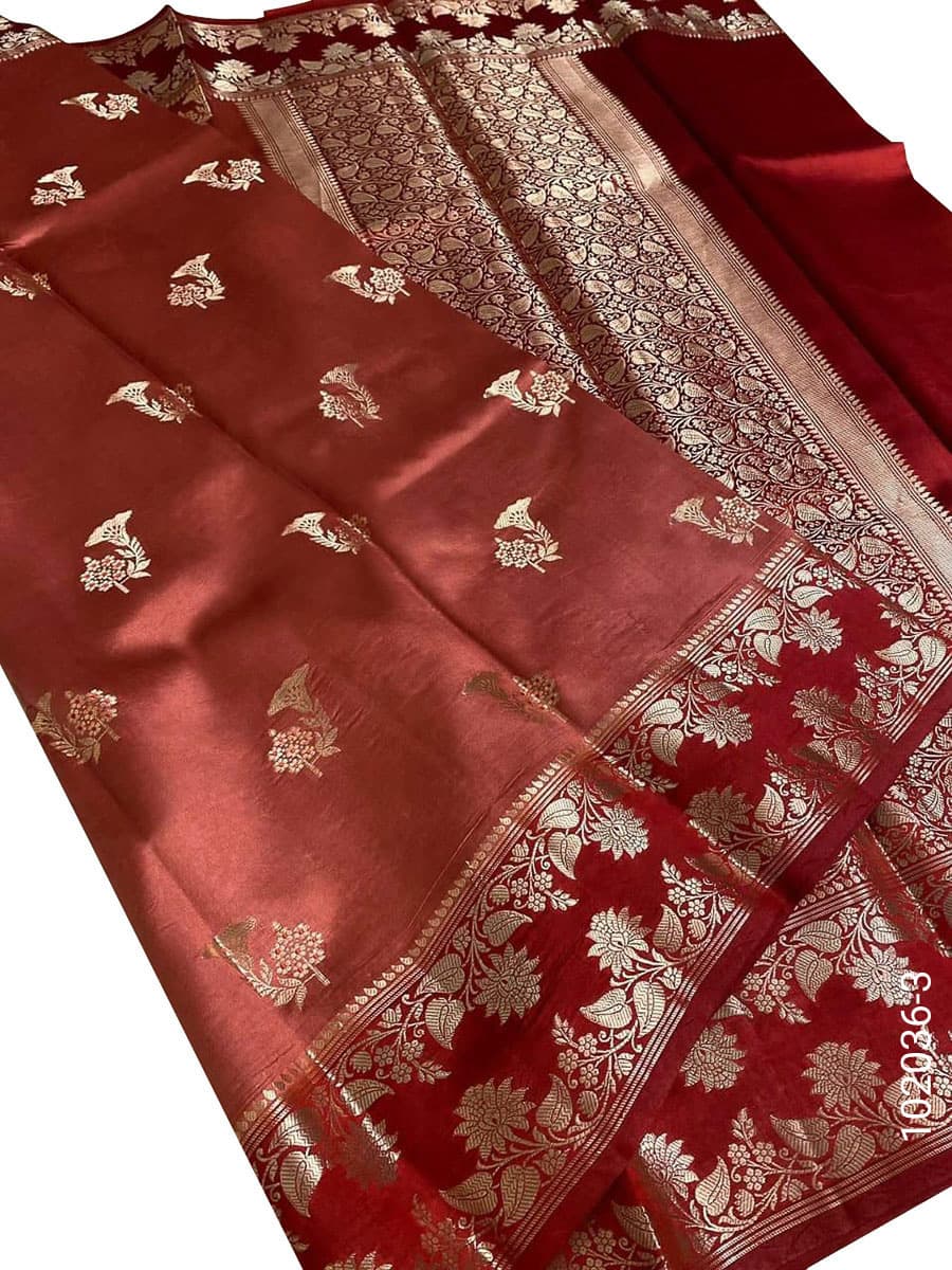 Brown dupion silk designer saree