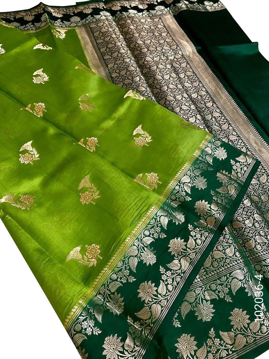 Green dupion silk designer saree