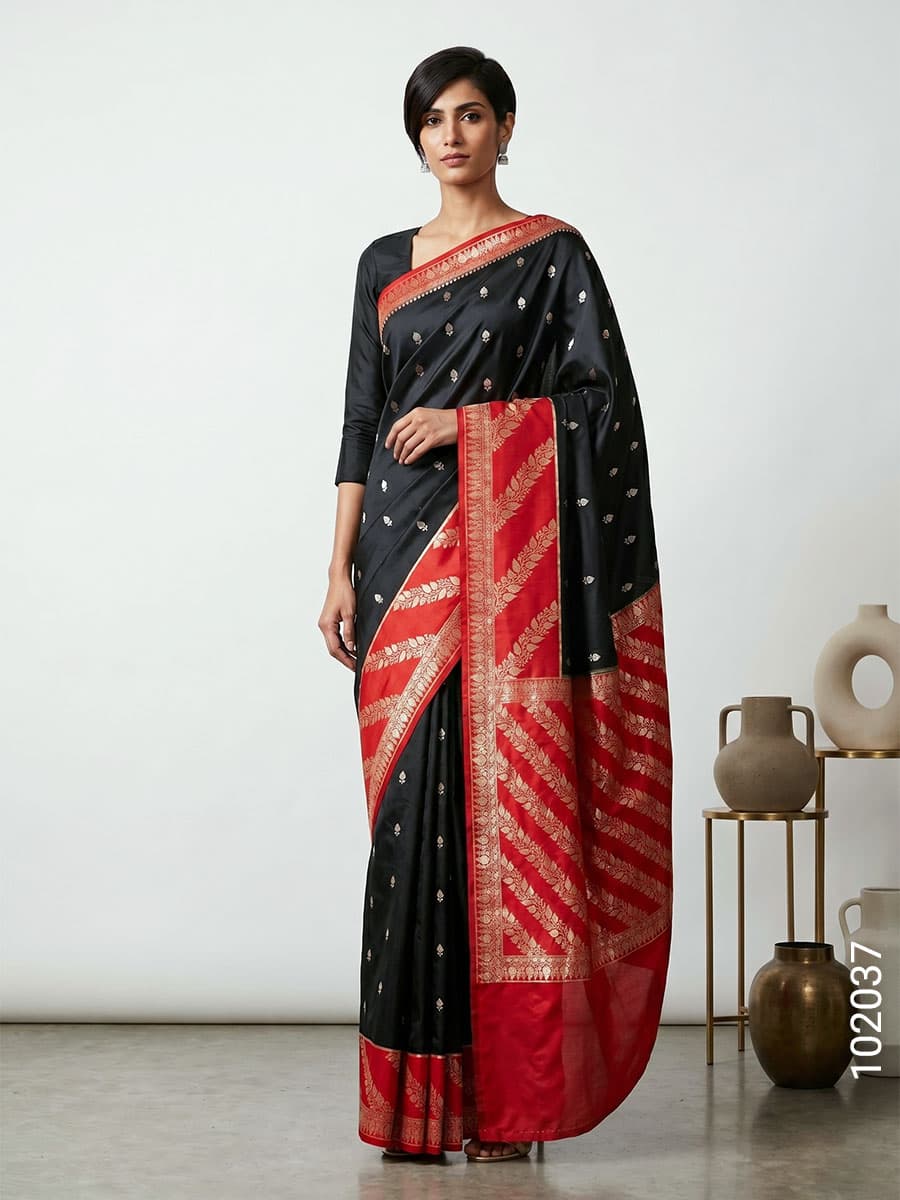 Red soft silk zari designer saree