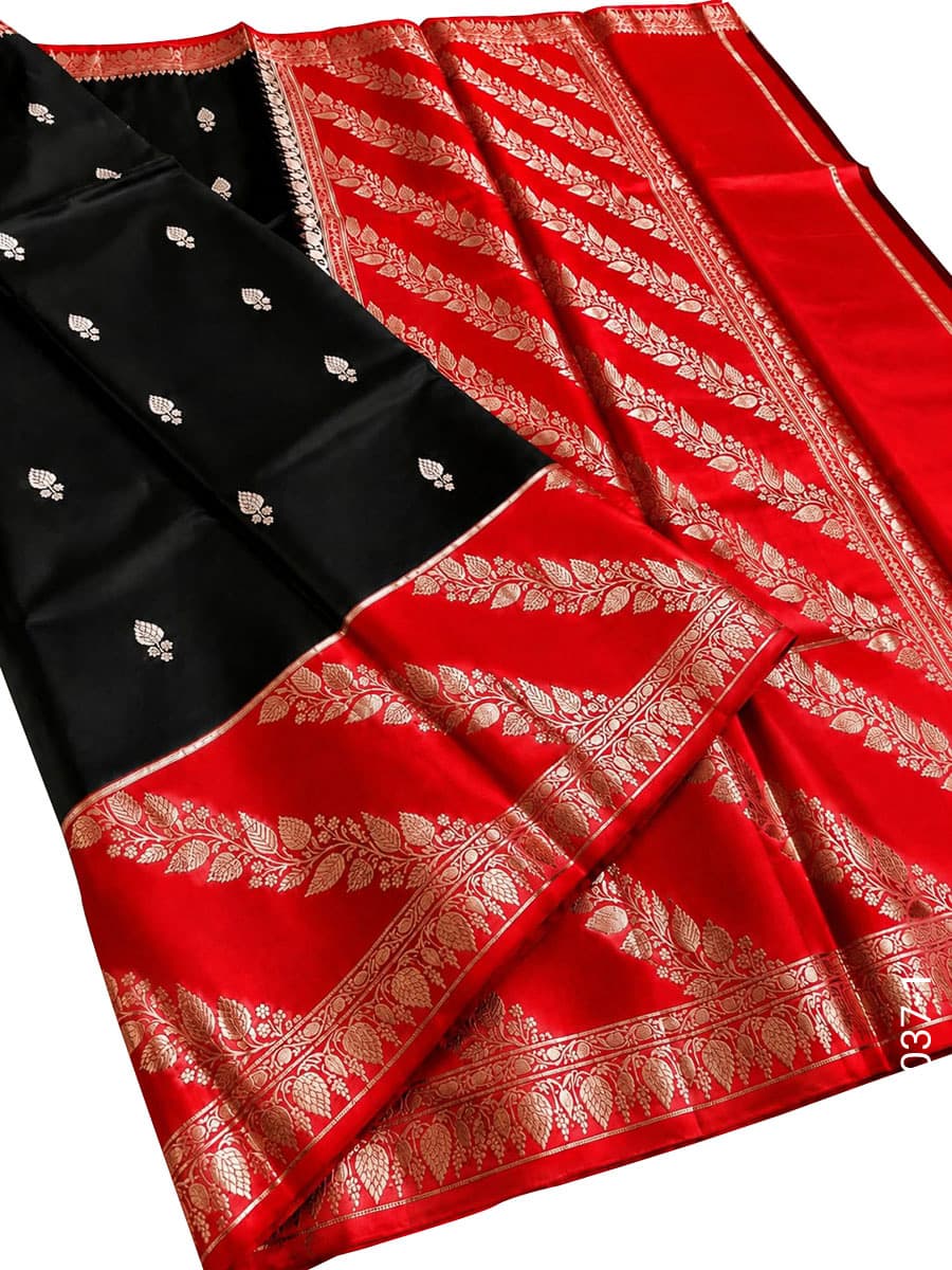 Red soft silk zari designer saree