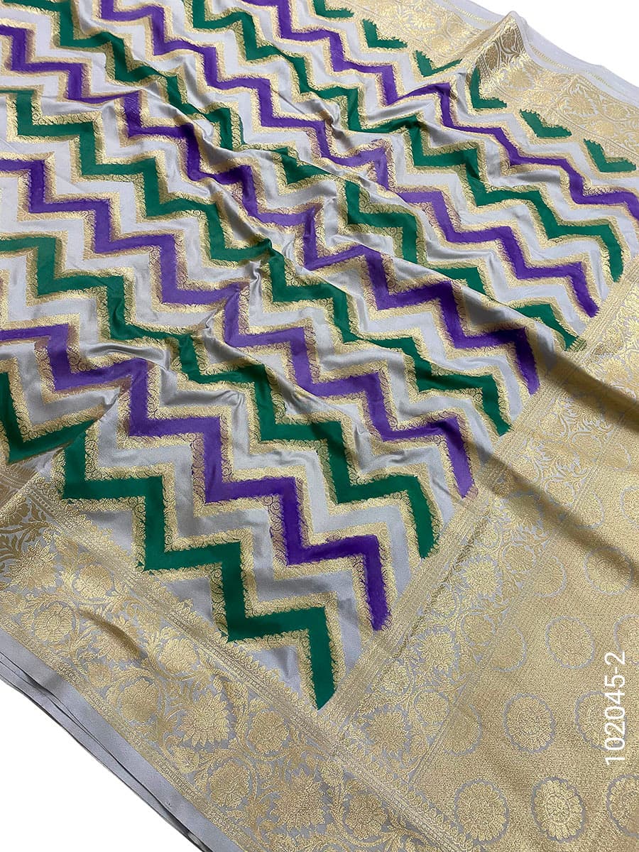 Grey katan silk rangkat designer saree
