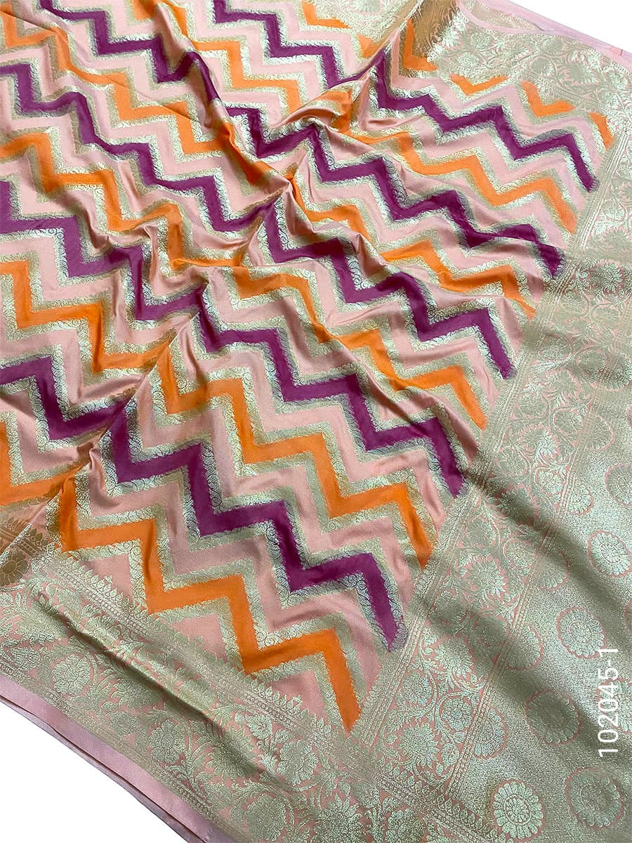 Pink katan silk rangkat designer saree