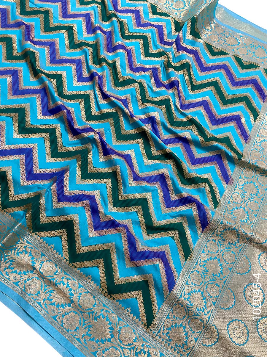 Turquoise katan silk rangkat designer saree