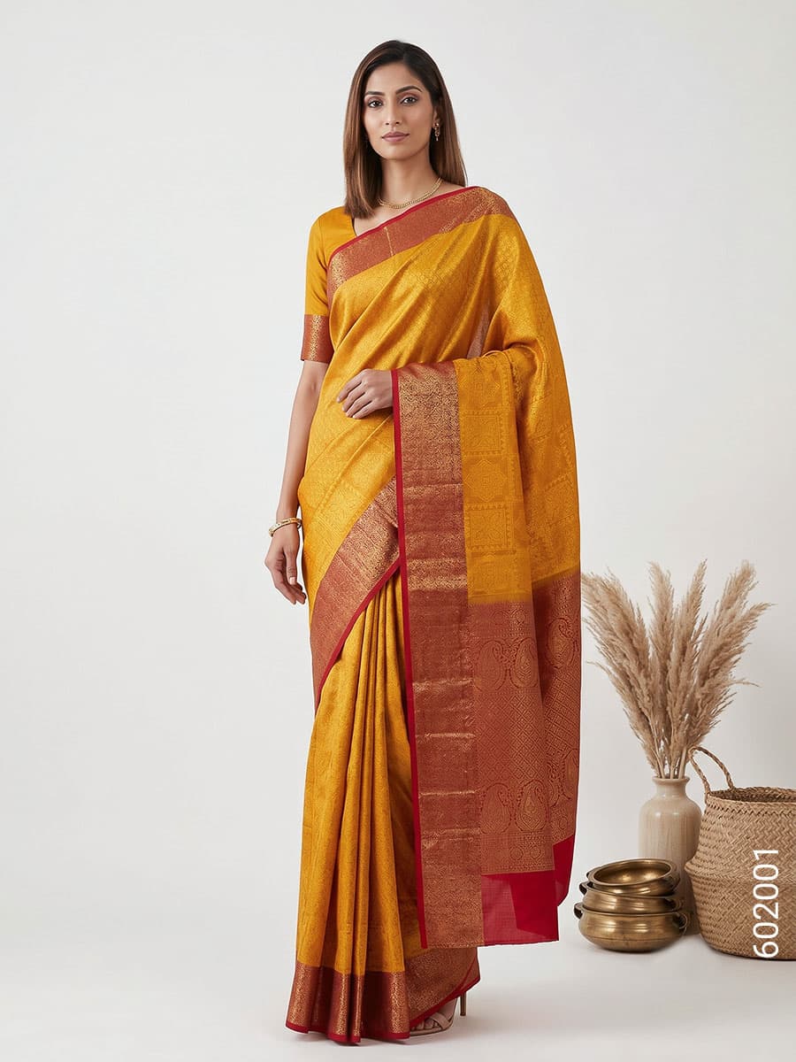 Gold gold cotton silk zari saree