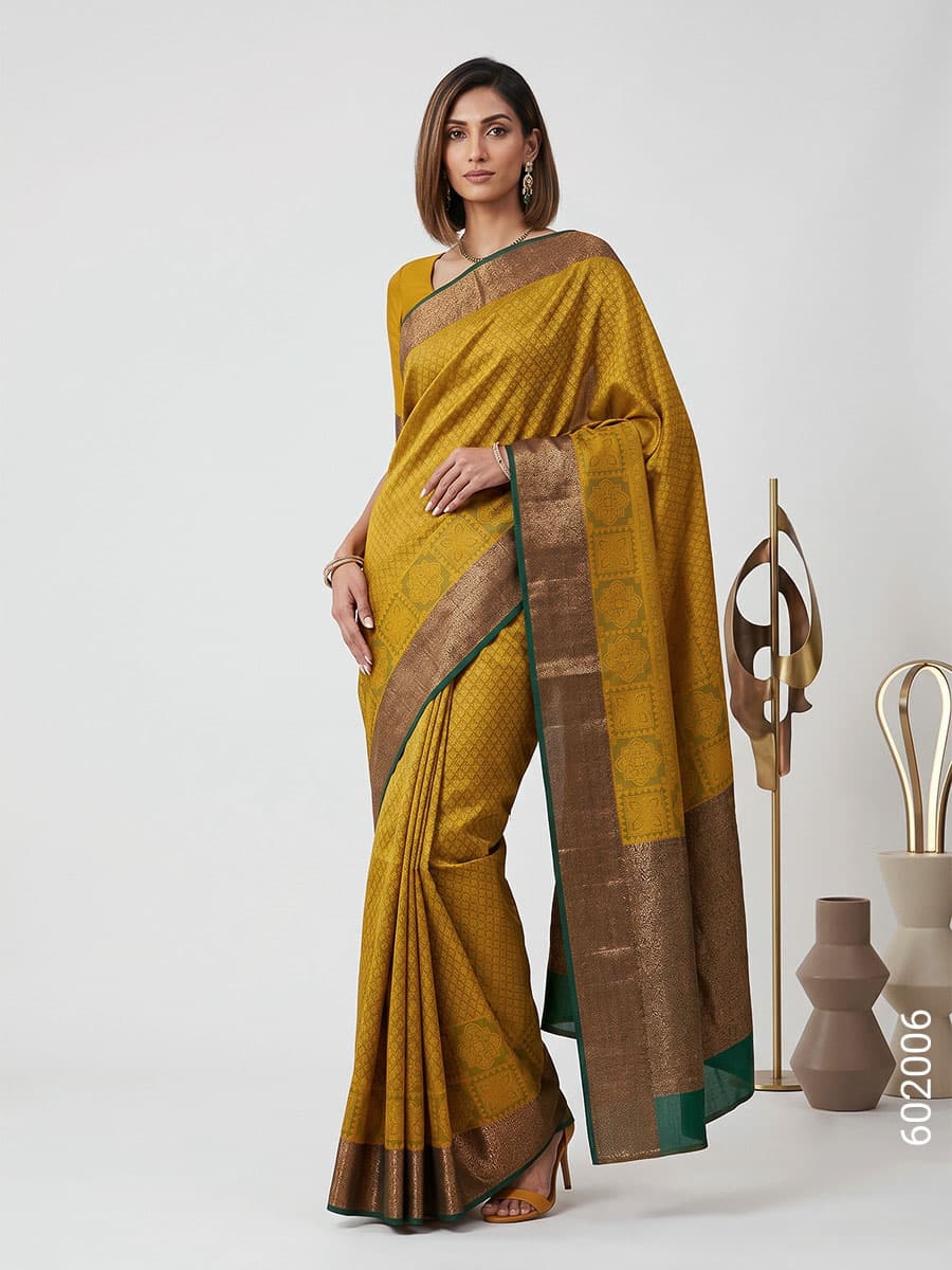 Gold gold cotton silk zari saree