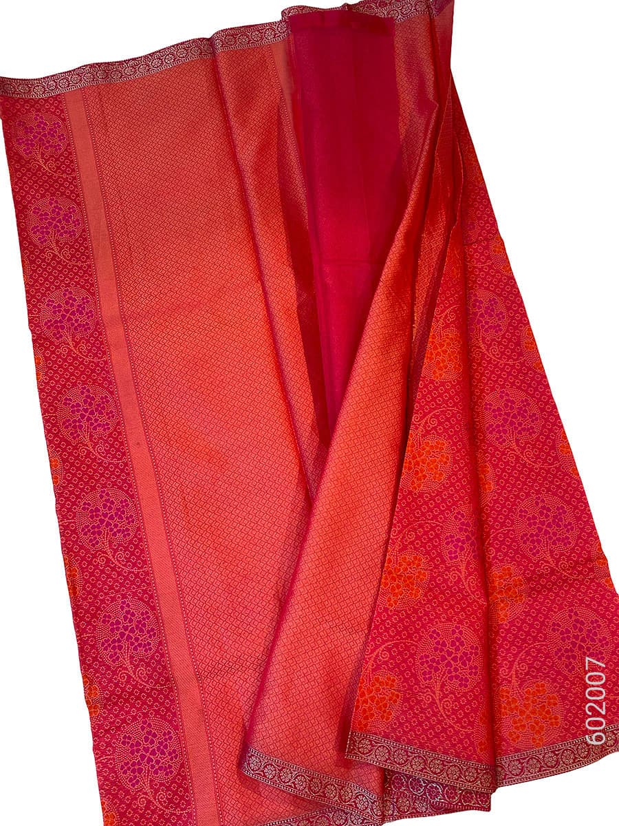 Red red cotton silk zari saree