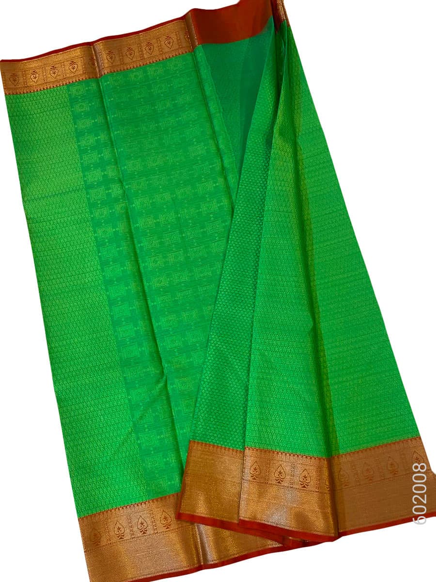 Green green cotton silk zari saree