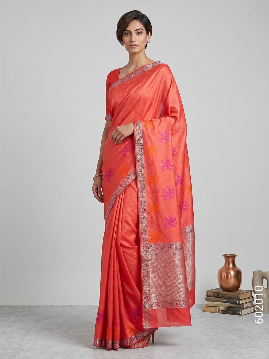 Red red zari saree